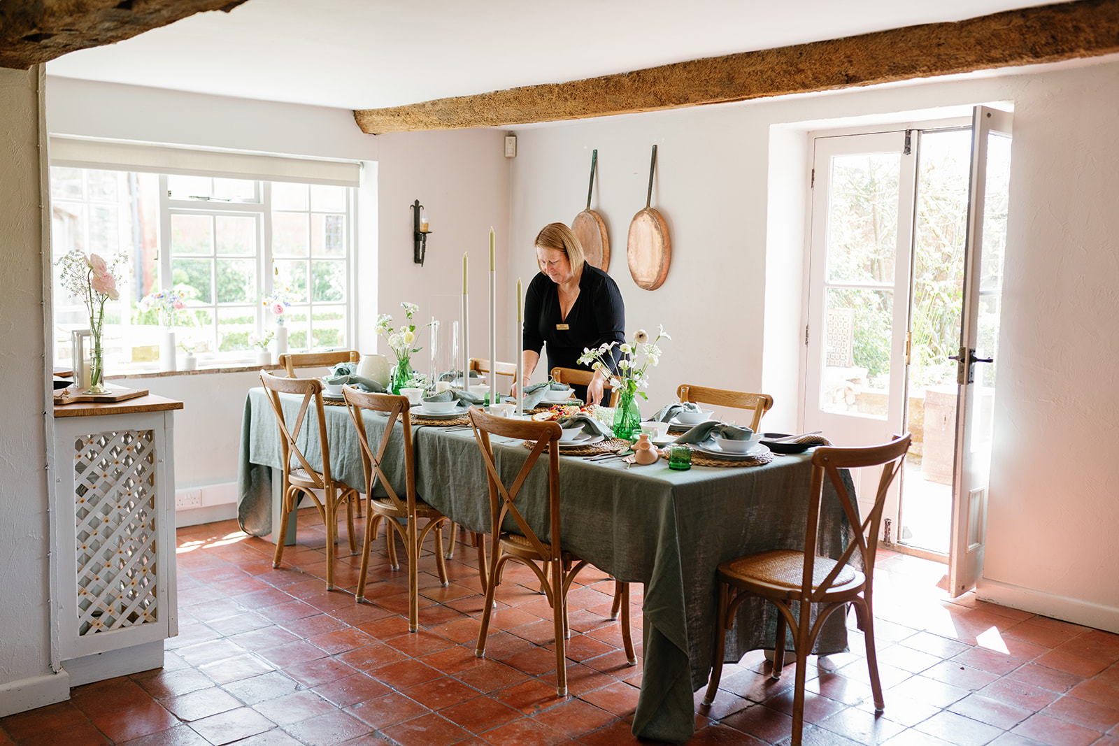 Staff preparing for a wedding