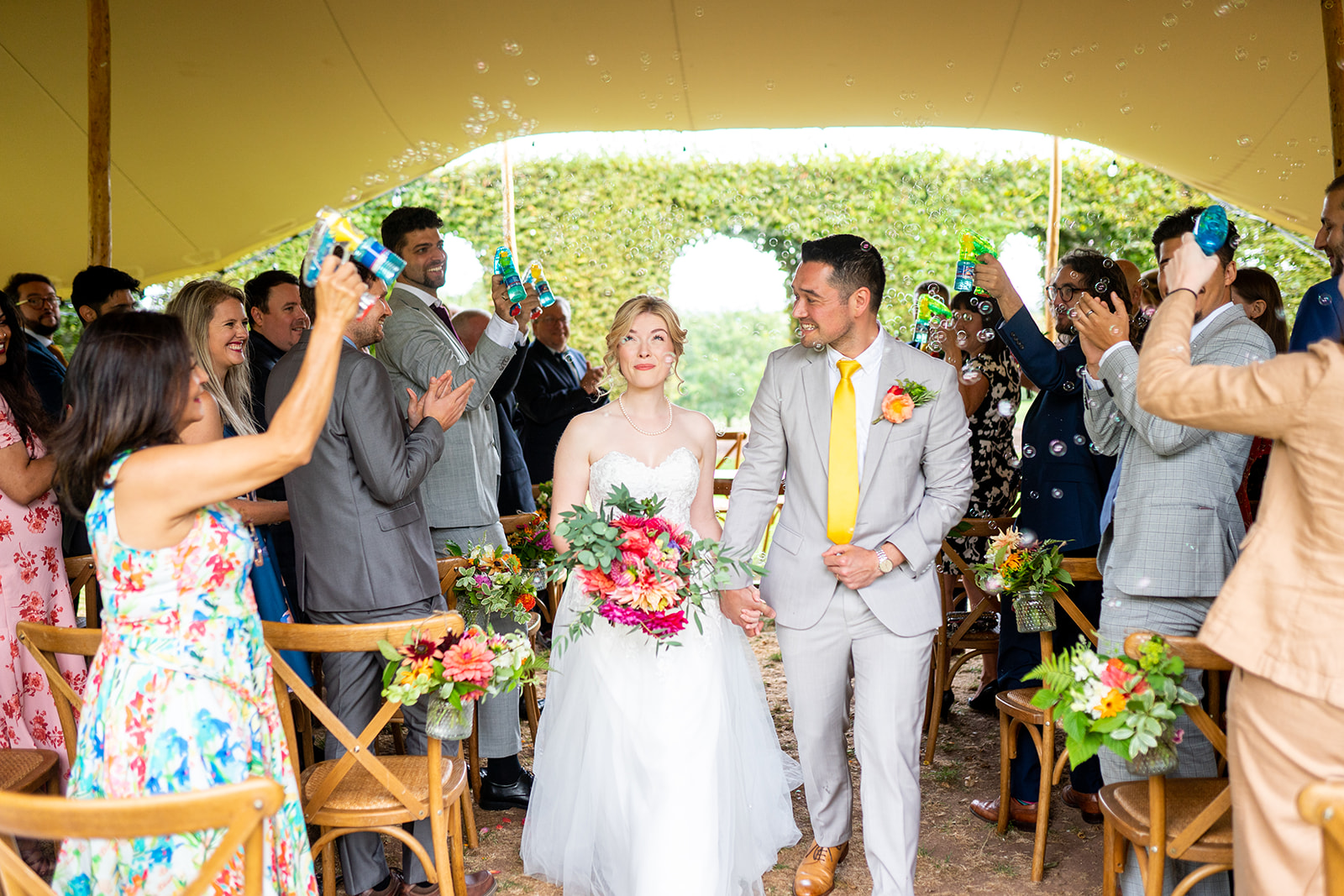 Under the glorious awning of the stretch tent