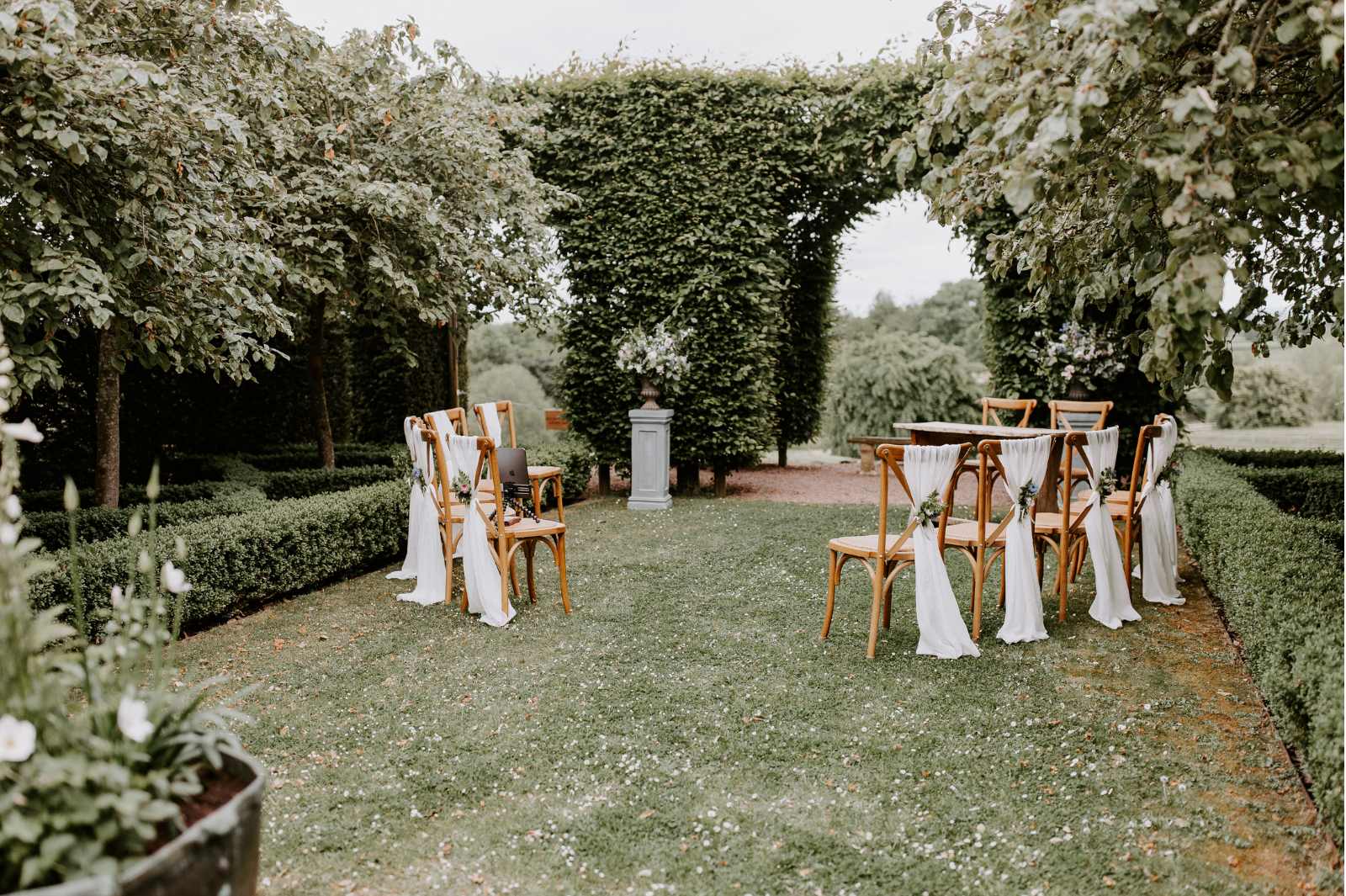 ceremony between the quince trees